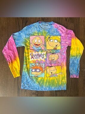 Nickelodeon Rugrats Tie-Dye Long Sleeve Shirt - Blue, Pink, Yellow, Green